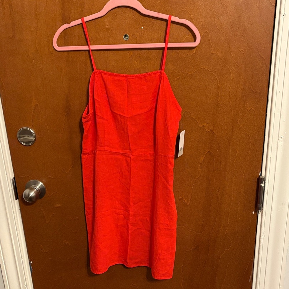 BP Red Linen Mini Fitted Dress